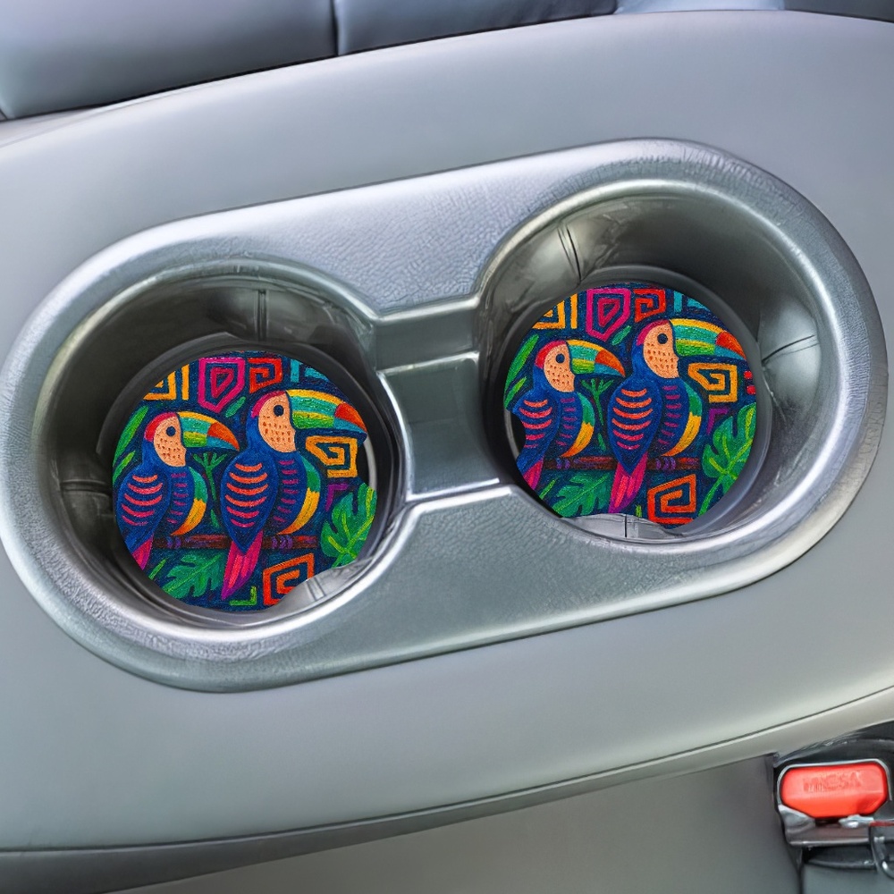 Ceramic Car coasters - Mola inspiration